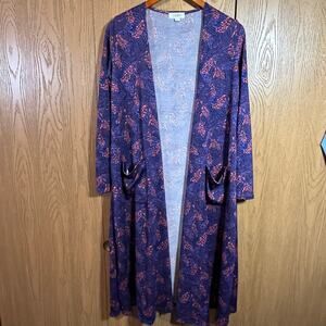 LuLaRoe Sarah Duster Cardigan Coverup Stretch Colorful Women Sz S USA Casual